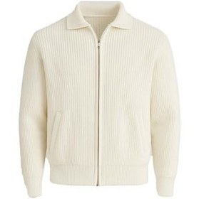 تصویر ژاکت بافتنی مردانه با زیپ یقه پولو بافتنی Coppola Selanik - Ecru 