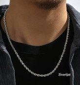 تصویر گردنبند طنابی رنگ ثابت آبکاری شده - نقره ای 