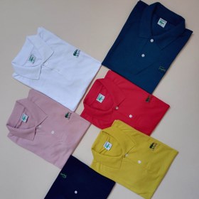 تصویر تی شرت یقه دار مردانه لاگوست LACOSTE رنگ بندی 260 گرمیLACOSTE men's collared t-shirt, color combination, 260 grams 