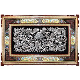 تصویر تابلو قلمزنی مدل تذهیب طرح هدهد کن مدل 406585 