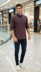 تصویر پیراهن پشمی چهارخانه ترک - قرمز / Pashmi tork