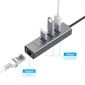 تصویر هاب 4 پورت USB-C لنشن مدل C23-S نقره ای هاب لپ تاپ USB Type-C 4 لنشن نقره ای