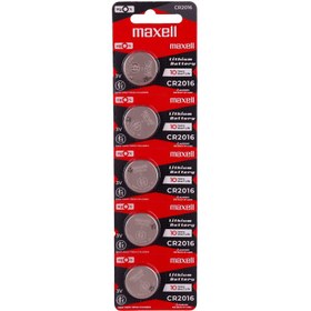 تصویر باتری سکه ایی مکسل ژاپن مدل CR2016 بسته 5 عددی Maxcell Coin Type Lithium Manganese Dioxide CR2016