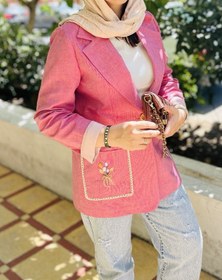 تصویر کت لینن صورتی 