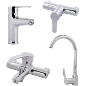 تصویر ست شیرآلات شیبه مدل البرز - سفید Shibeh Mixer Faucet Alborz Model