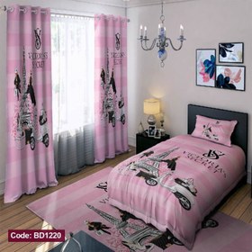 تصویر روتختی سه بعدی ویکتوریا سکرت صورتی - یکنفره Pink Victoria's Secret bedspread and 3D curtain set