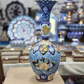 تصویر گلدان میناکاری گل و مرغ 