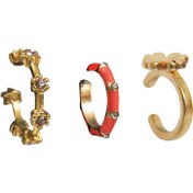 تصویر پیرسینگ گوش زنانه گلدار BD 19 مجموعه 3 عددی 