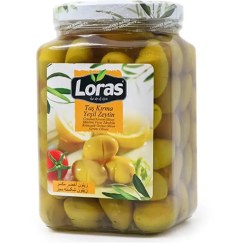 تصویر زیتون سبز شکسته لوراس 1500 گرمی Loras Broken green olives 1500 gr