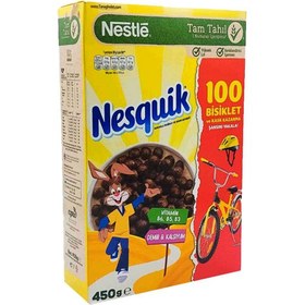 تصویر کورن فلکس نسکوئیک نستله جعبه ای حاوی ویتامین، آهن و کلسیم 450 گرم Nestle Nesquik cornflakes vitamins, iron and calcium 450g