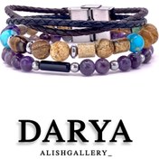 تصویر دستبند دریا ترکیب بی‌نظیر سنگ‌های طبیعی و چرم برای آرامش و انرژی مثبت DARYA