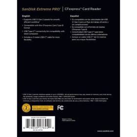 تصویر کارت خوان سن دیسک مدل Extreme PRO CFexpress Type B Sandisk Extreme PRO CFexpress Type B Card Reader