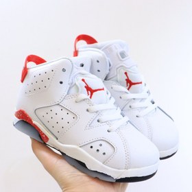 تصویر کتونی بچه گانه نایک ایر جردن ۶ سفید قرمز Nike air jordan 6 