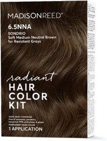 تصویر کیت رنگ موی تابشی مدیسون رید، رنگ موی دائمی، پوشش 100% خاکستری، بدون آمونیاک، قهوه ای ساندریو 6.5NNA نرم متوسط ​​خنثی برای خاکستری های مقاوم، بسته 1 عددی - ارسال 20 روز کاری ا Madison Reed Radiant Hair Color Kit, Permanent Hair Dye, 100% Gray Coverage, Ammonia-Free, Sondrio Brown 6.5NNA Soft Medium Neutral Brown for Resistant Grays, Pack of 1 Madison Reed Radiant Hair Color Kit, Permanent Hair Dye, 100% Gray Coverage, Ammonia-Free, Sondrio Brown 6.5NNA Soft Medium Neutral Brown for Resistant Grays, Pack of 1