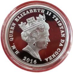 تصویر سکه یادبود الیزابت ملکه انگلیس آبکاری نقره سال 2016 میلادی 