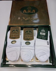 تصویر جوراب مهیار نیم ساق اصل (AHA) طرح ساده سفید عطر دار اصل mahyar aha men medium socks white