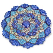 تصویر شیرینی خوری یا بشقاب دیوار کوب مس و میناکاری اصفهان 