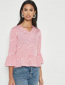 تصویر بلوز و‌نک صورتی با طرح‌های غیررسمی برند aila Casual Printed V-Neck Blouse Pink