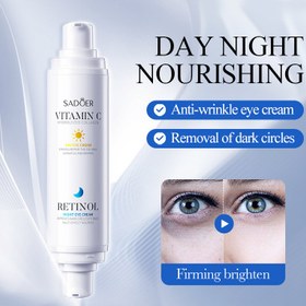 تصویر کرم دور چشم دوطرفه روز و شب چندگانه ویتامین سی و رتینول سادور SADOER vitamin C Day & Retinol night Eye Cream