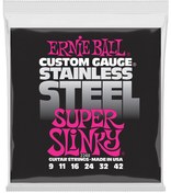 تصویر Ernie Ball Super Slinky Stainless Steel Wound Electric Guitar Strings 9-42 Gauge 