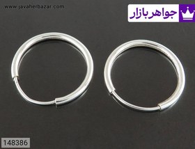تصویر گوشواره نقره حلقه ای ساده کد 148386 