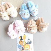 تصویر پاپوش کفشی نوزادی کف استپ زمستانه‎ - آبی Baby shoe covers with winter step sole