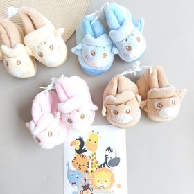 تصویر پاپوش کفشی نوزادی کف استپ زمستانه‎ - آبی Baby shoe covers with winter step sole