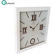 تصویر ساعت دیواری چوبی دیاموند Diamond، ساعت دیواری چهارگوش و دو موتوره سایز 60 و موتور آرامگرد، ساعت دیواری با اعداد لاتین و فونت زیبا 