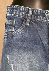 تصویر شلوار جین نیم بگ ابی تیره کد388 - 42 