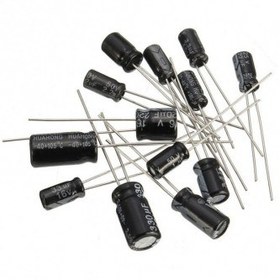 تصویر خازن الکترولیتی 100uF / 25V Electrolytic capacitor 100uF / 25V