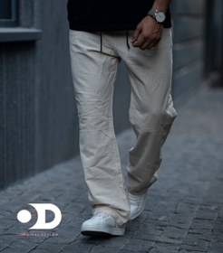 تصویر شلوار اسلش لینن مردانه رنگ کرم Men's Linen Slush Pants Cream Color