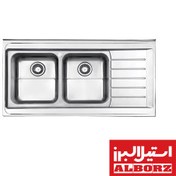 تصویر سینک دو لگنه فانتزی استیل البرز مدل 735 روکار - چپ Steel Alborz Model 735 Type Sit-on Sink