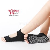 تصویر جوراب یوگا و پیلاتس ضد لغزش روباز : سبزآبی Yoga socks