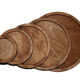 تصویر سینی سرو چوبی ۵ عددی طرح دایره 