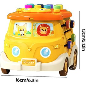 تصویر اتوبوس موزیکال چند کاره طرح حیوانات جنگل اسباب بازی 