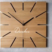 تصویر ساعت دیواری مربع چوبی 