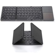 تصویر کیبورد تاشو بلوتوثی چندمنظوره مدل B033 Folding Keyboard – دو نسخه نامپد و تاچ‌پد 
