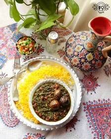 تصویر چلو خورش قرمه سبزی گیاهی 