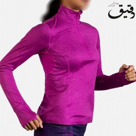 تصویر نیم زیپ ورزشی بروکس زنانه Brooks Dash ½ Zip سرخابی Brooks Dash ½ Zip