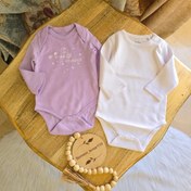 تصویر بادی نوزادی آستین بلند سوکیوت یاسی طرح ستاره و ماه کد 1217 