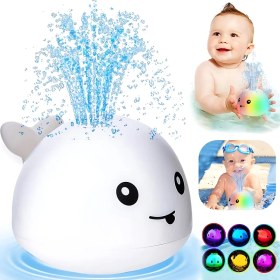 تصویر اسباب بازی حمامی کودک مدل نهنگ آب پاش چراغ دار Whale Bath Toy – Water Sprayer with LED Light