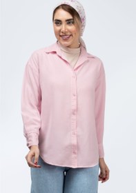 تصویر شومیز کتان صورتی روشن میلانو 205119 Light pink cotton shirt Milano