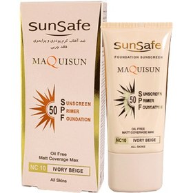 تصویر کرم ضد آفتاب سان سیف مکی‌سان SPF50 شماره NC10 رنگ عاجی 40 میل SunSafe Maquisun Foundation Sunscreen SPF50 NC10 Ivory Beige 40ml