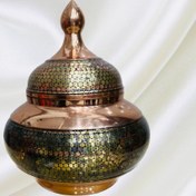 تصویر شکلات خوری مسی خاتم کاری بدون پایه سایز4 copper inlay