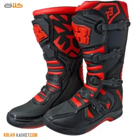 تصویر بوت موتور سواری کراسی تایگر مدل T3 مشکی قرمز Cross Tiger Motorcycle Boots Model T3 Black Red