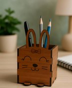 تصویر جامدادی و جاخودکاری چوبی فانتزی طرح خرگوش 