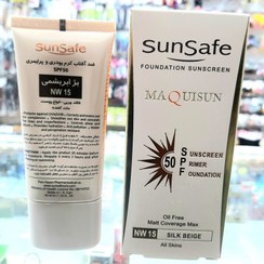 تصویر کرم ضد آفتاب کرم پودری و پرایمری مکیسان SPF۵۰ سان سیف | بژ ابریشمی Sunsafe Maquisun Foundation Sunscreen SPF50 | Silk Beige