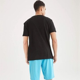 تصویر ست تی شرت و شلوارک مردانه دفکتو مدل 6702BK27 