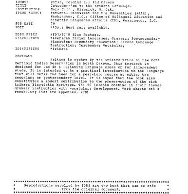 خرید و قیمت دانلود کتاب An introduction to the Arikara language