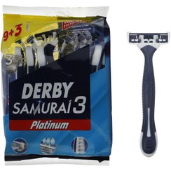 تصویر خودتراش مردانه دربی Derby مدل Samurai 3 بسته 12 عددی تیغ اصلاح